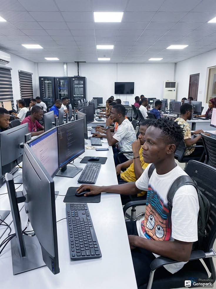 Students learning computers